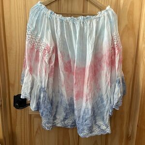 Surf Gypsy Light Blue Boho Ruffled Blouse